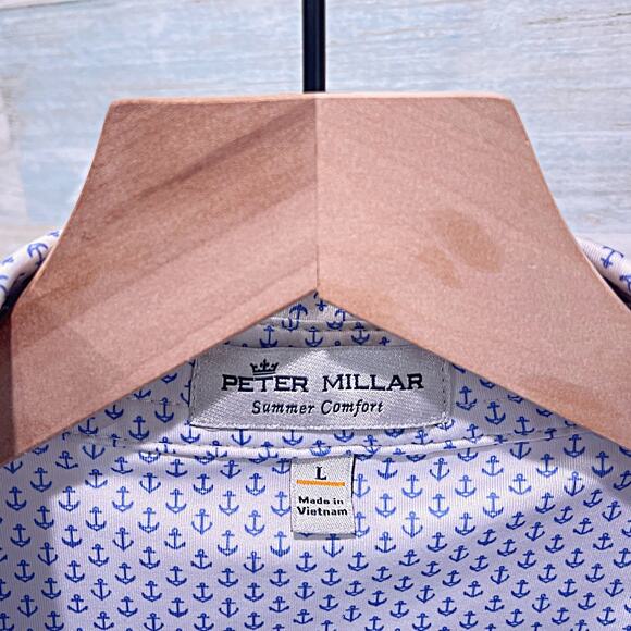 PETER MILLAR Summer Comfort Polo Anchors Wailea Golf Club Maui Hawaii Mens Large - Picture 6 of 7